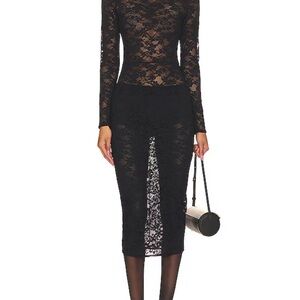 Fleur du Mal Black Lace Long Sleeve Dress